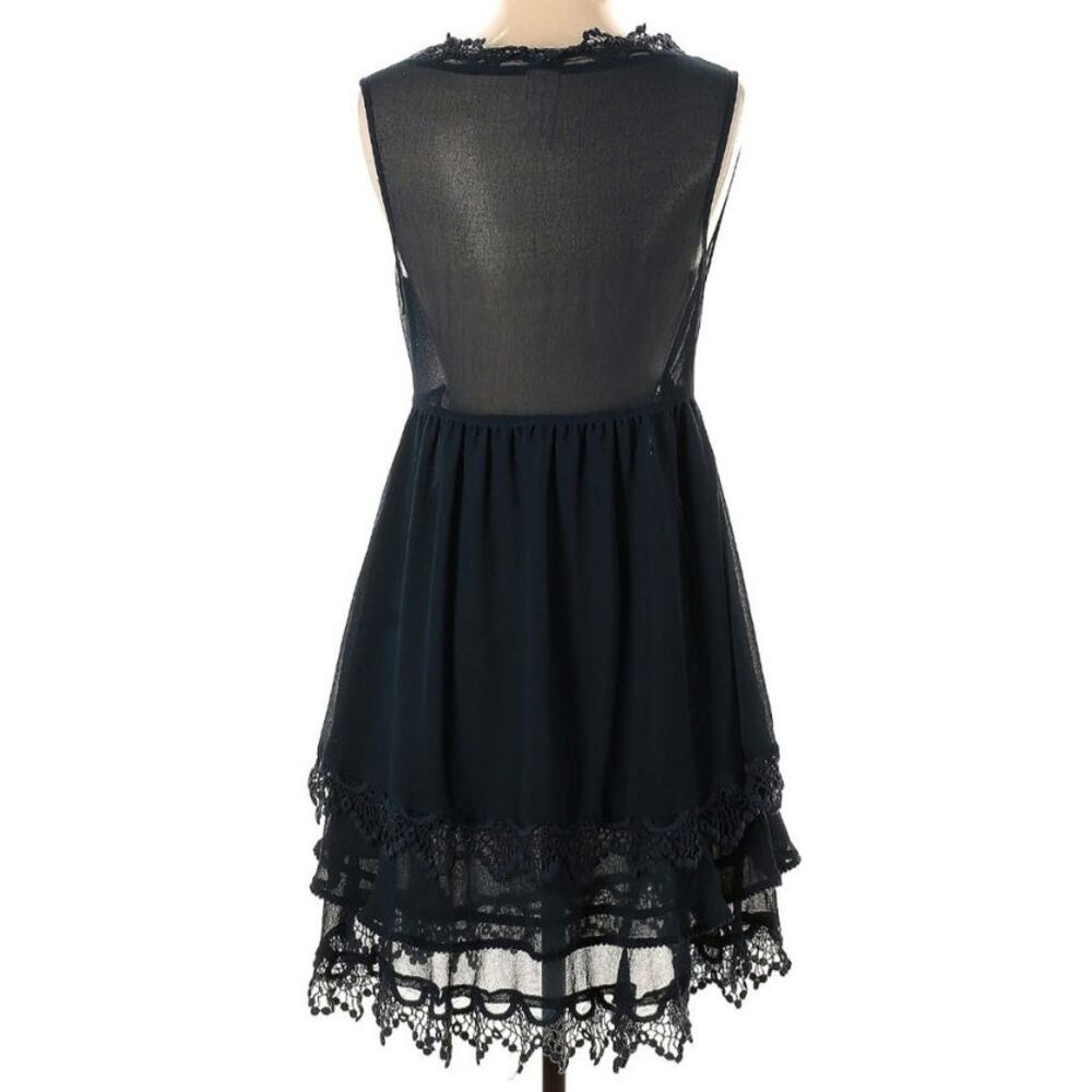 Free People Vintage Applique Dark Blue Lace Dress - Picture 4 of 8